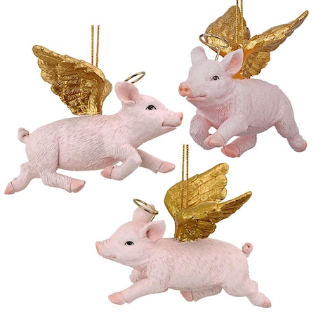 Hog Heaven: Flying Pig Angel Holiday Ornament, PK 3